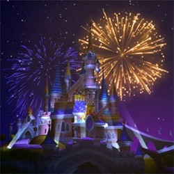 Fireworks bursting over the castle